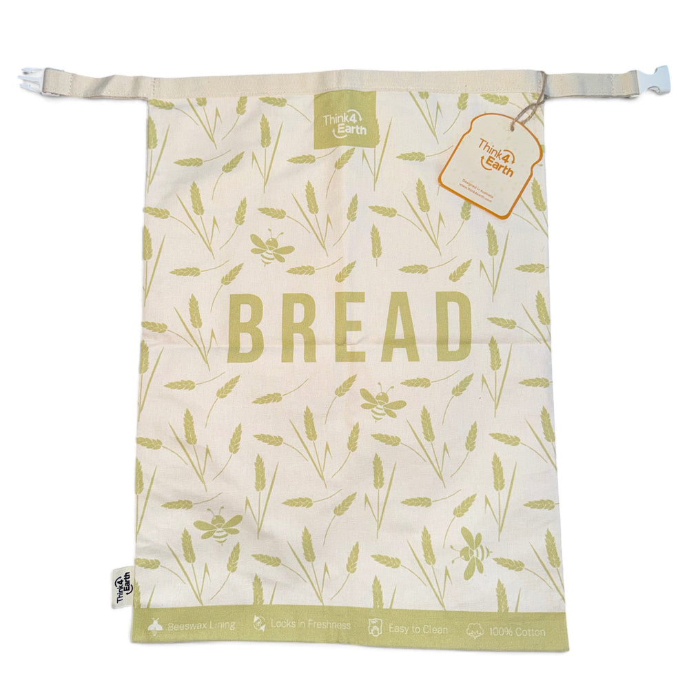 Beeswax-Lined Cotton Bread Bags - Green