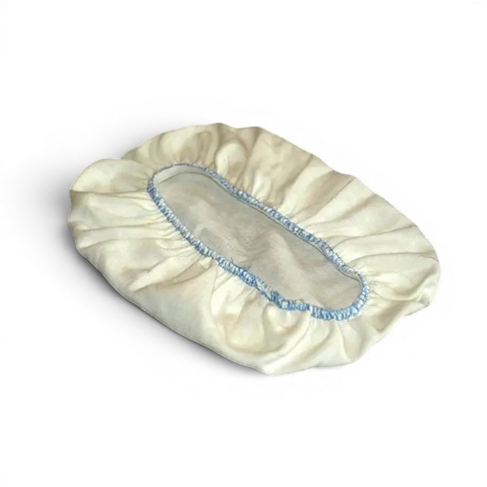 Think4Earth 1kg long banneton cloth, natural material, with blue stitching, for proofing bread dough.