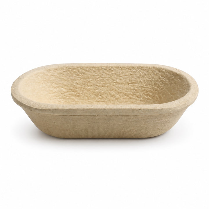 Think4Earth oval wood pulp banneton proofing bowl for 1kg dough, natural beige color