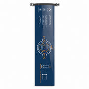Think4Earth reusable baguette bag in dark blue, made from recycled plastic bottles, with roll-and-clip closure.