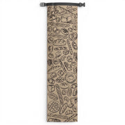 Think4Earth reusable baguette bag in brown rPET with a black and white sketch pattern of various breads and pastries.