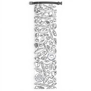 Think4Earth white reusable baguette bag with a black and white sketch pattern of various breads and pastries.