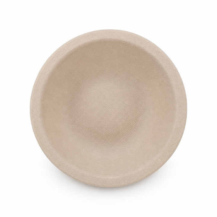 Think4Earth 750g round smooth wood pulp banneton for proofing sourdough dough.