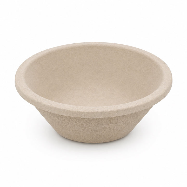 Think4Earth 750g round smooth wood pulp banneton for proofing sourdough dough.