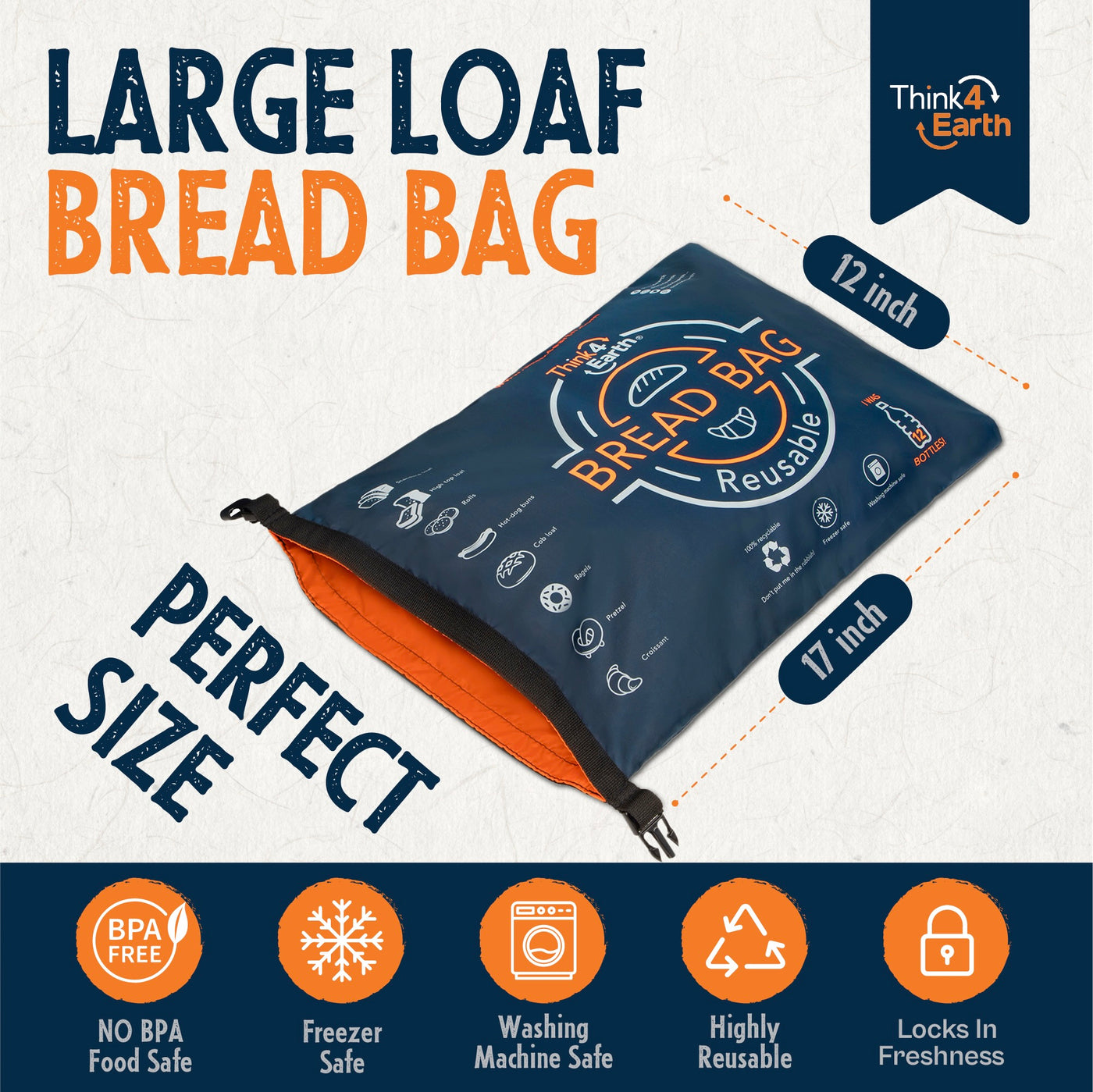 Set of Reusable Bread Bag and Baguette Bag